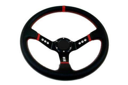 PRO sport steering wheel 350 mm black leather – 80 mm offset