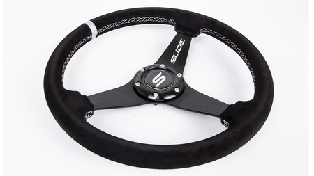 SLIDE steering wheel 350 mm suede silver - 20 mm offset 