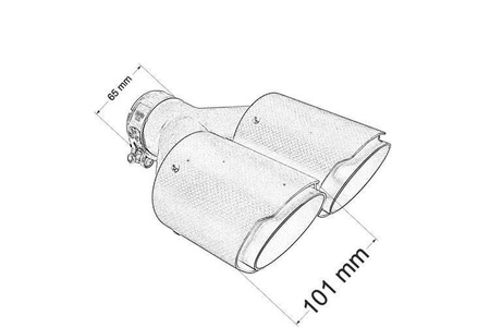 Dual exhaust tip 2×101 mm, inlet 65 mm – carbon, size L