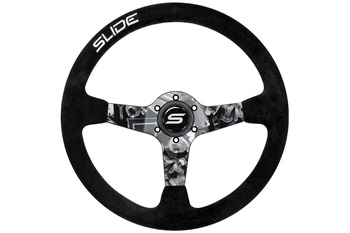 SLIDE steering wheel 350 mm suede hydrographic grey - sport, 90 mm offset